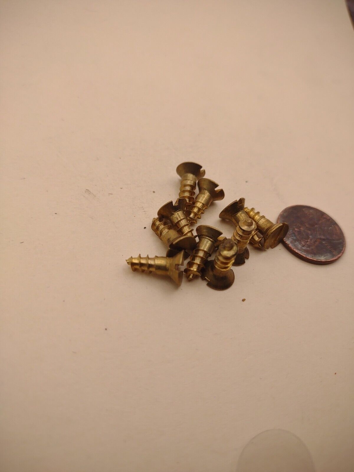 #8 x 1/2" NOS Flat Head Slotted Brass Wood Screws Pack of (10) BOX0245P