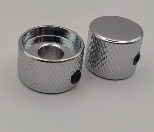 Set Dual Concentric Nested Control Knobs for Electric Guitar CHROME *Quality NOS