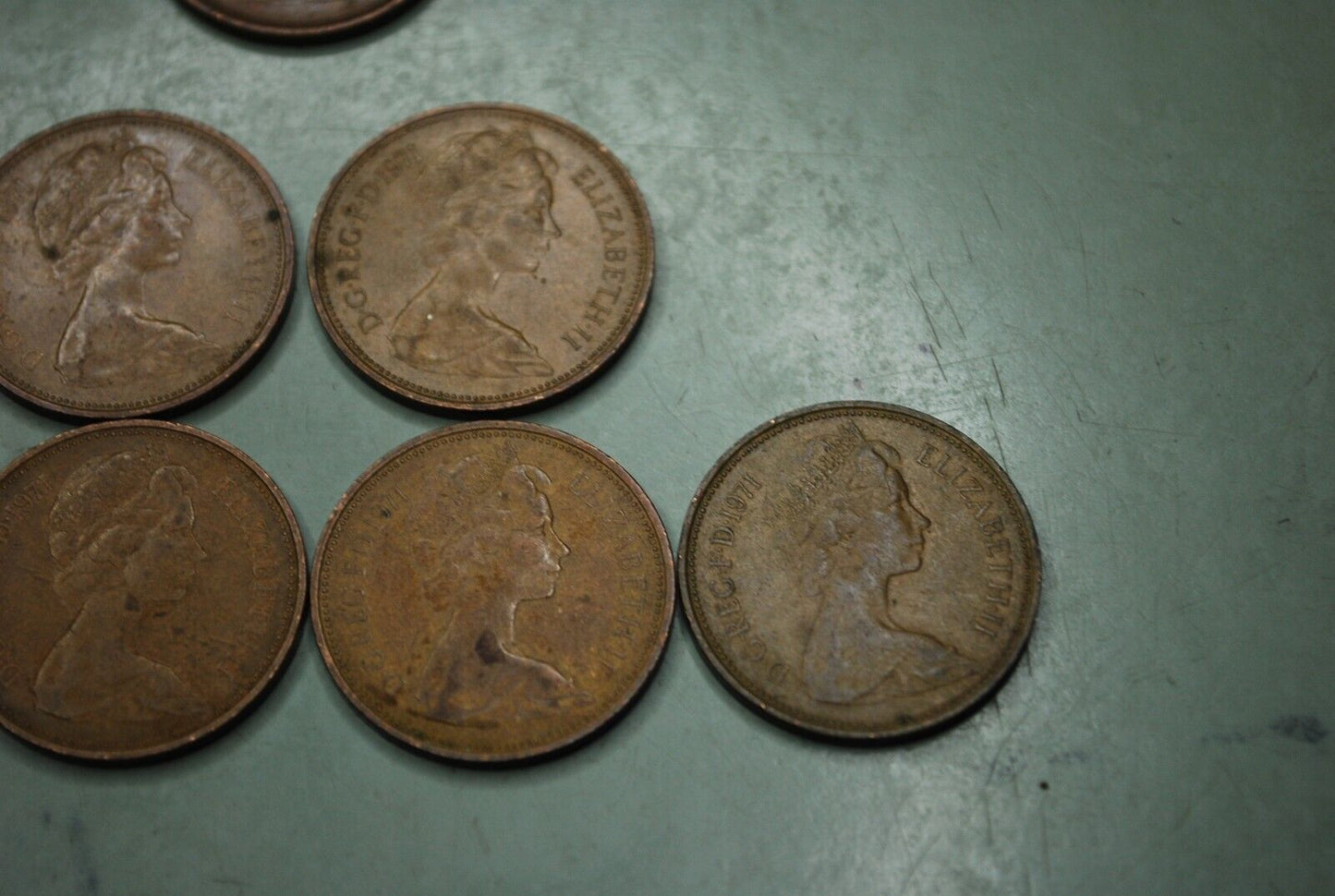Lot of (13) 1971 British UK 2p New Pence Coins + (1) 1975