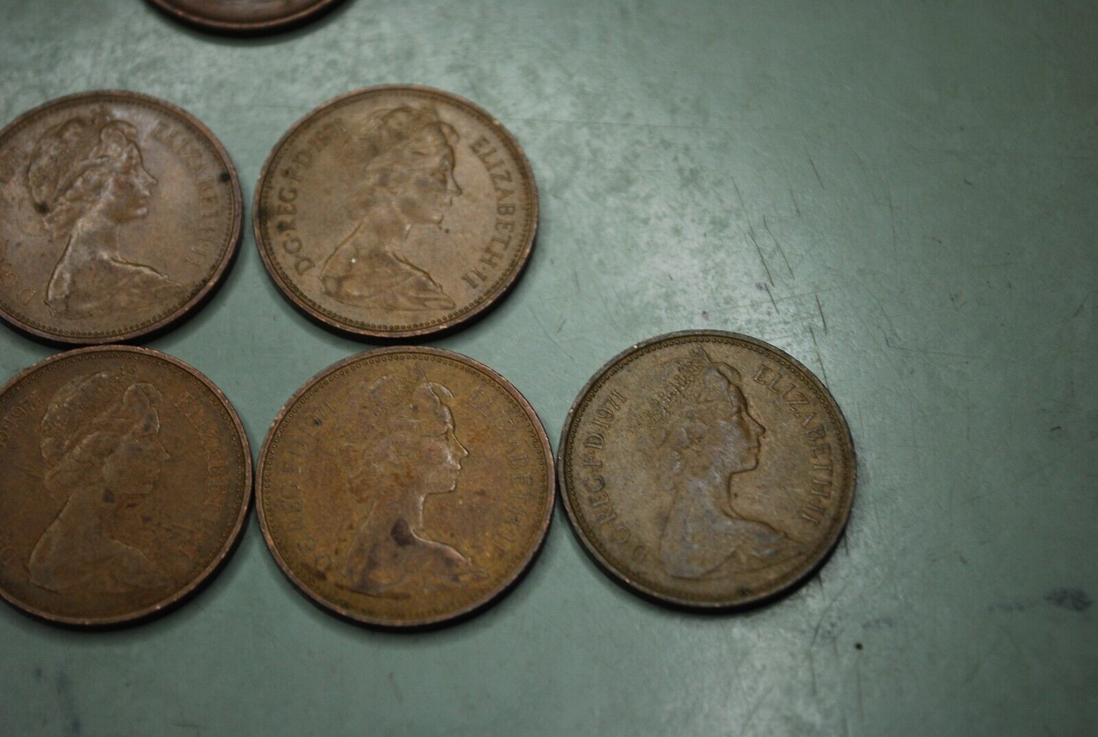 Lot of (13) 1971 British UK 2p New Pence Coins + (1) 1975