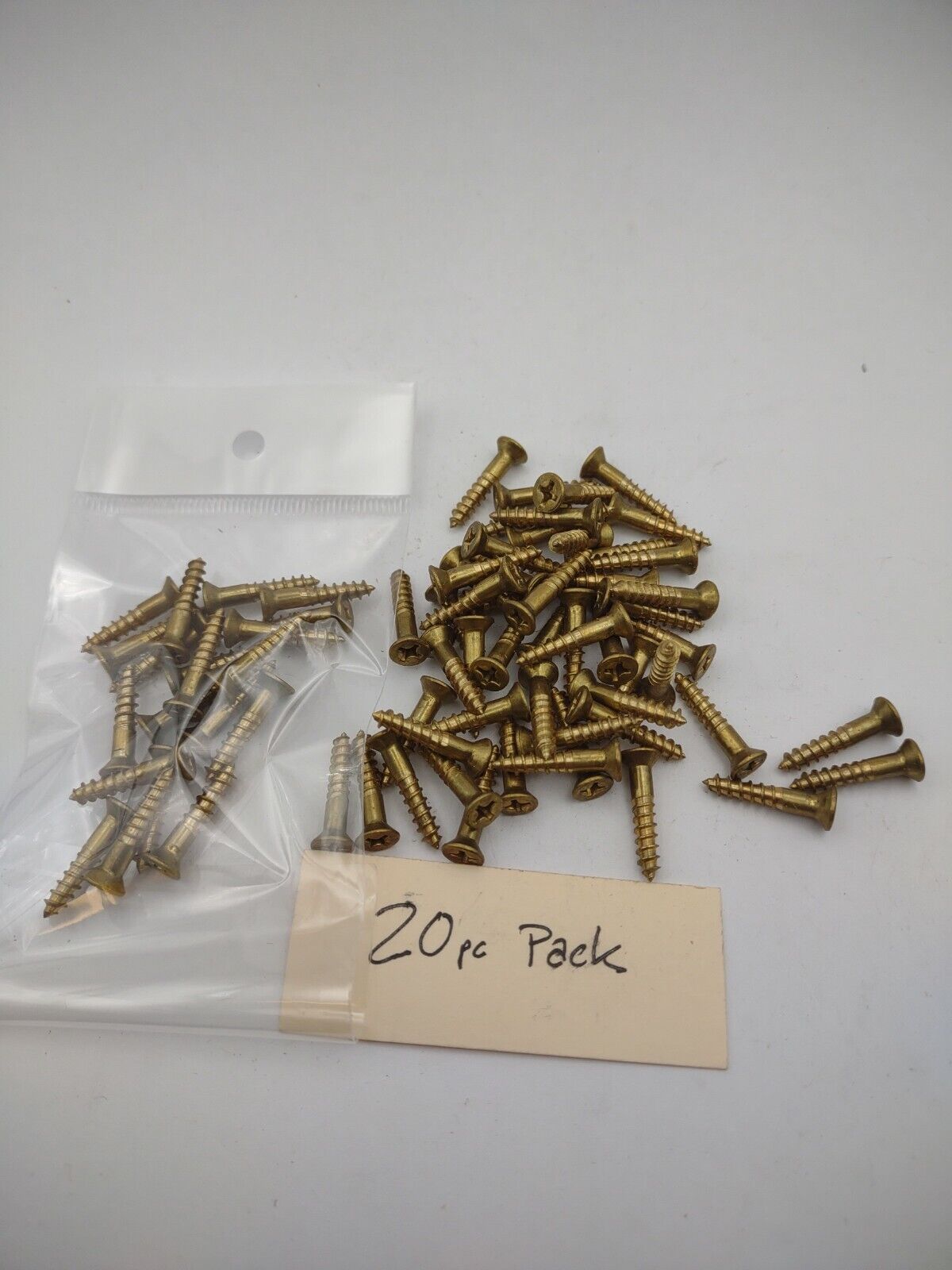 #6 x 3/4" Solid Brass Phillips FH Wood Screws (20) Pack- NOS - A014p