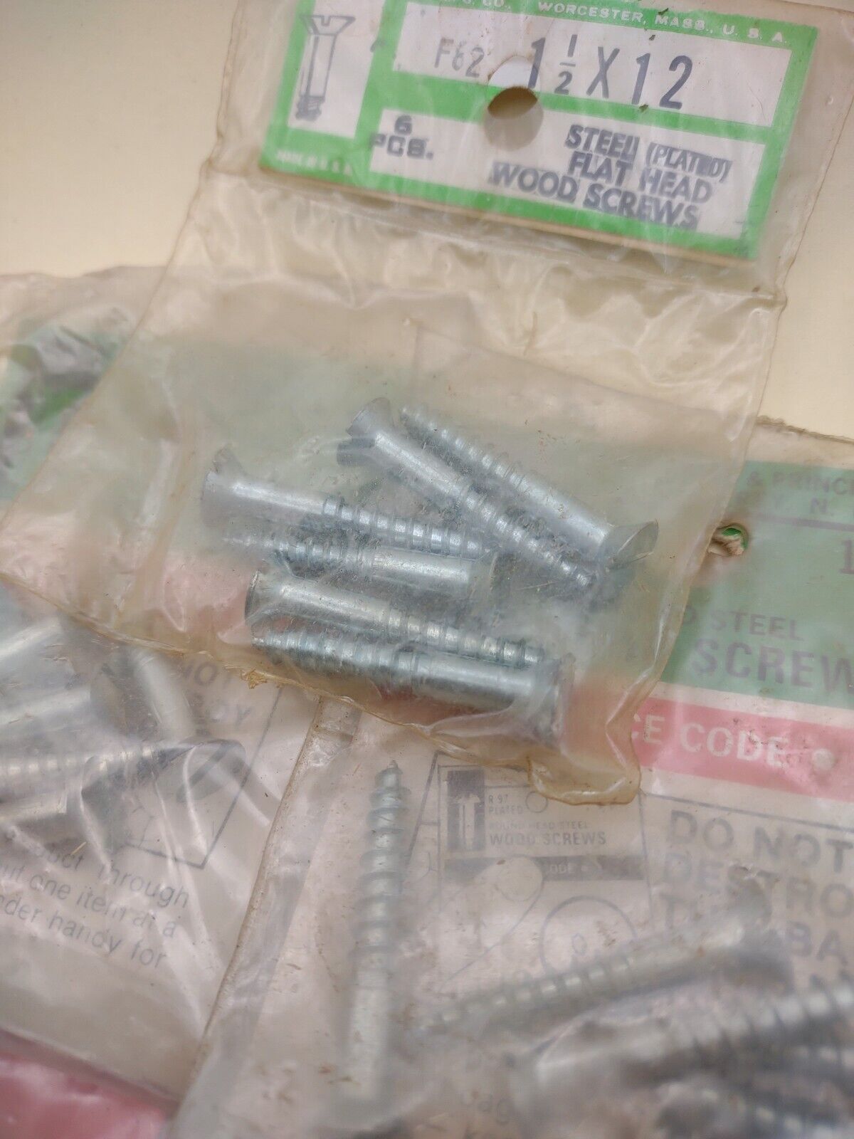 #12 x 1-1/2" Slotted Flat Head Reed & Prince Wood Screws (30pcs) NOS Lot RP046