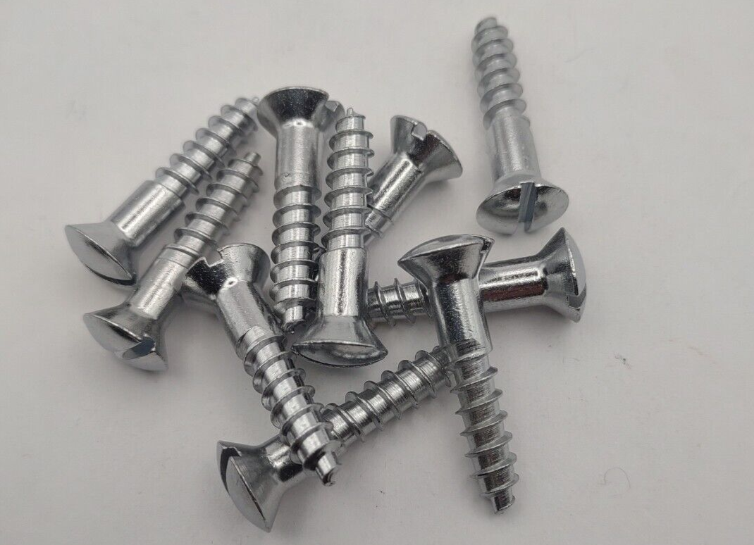 #14 x 1-1/4" Chrome Brass Oval Head Slotted Marine Wood Screws (10) pack CBWS49