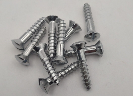 #14 x 1-1/4" Chrome Brass Oval Head Slotted Marine Wood Screws (10) pack CBWS49