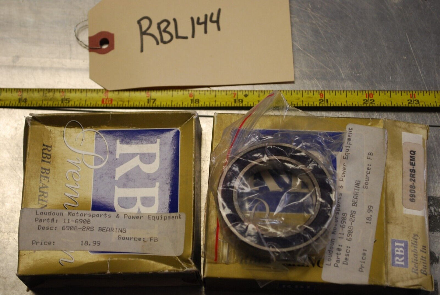 RBI 6908-2RS-EMQ Ball Bearings - Lot of Qty (2) NOS - RBL144