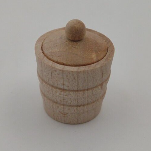 Dollhouse Miniature Farm Bucket w/lid Unfinished Wooden 1 set Pack Lot #M008