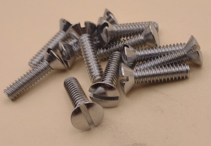 10-24 x 3/4" Oval Head Slotted Chrome Brass Machine Screws (12 pack) NOS CBMS29
