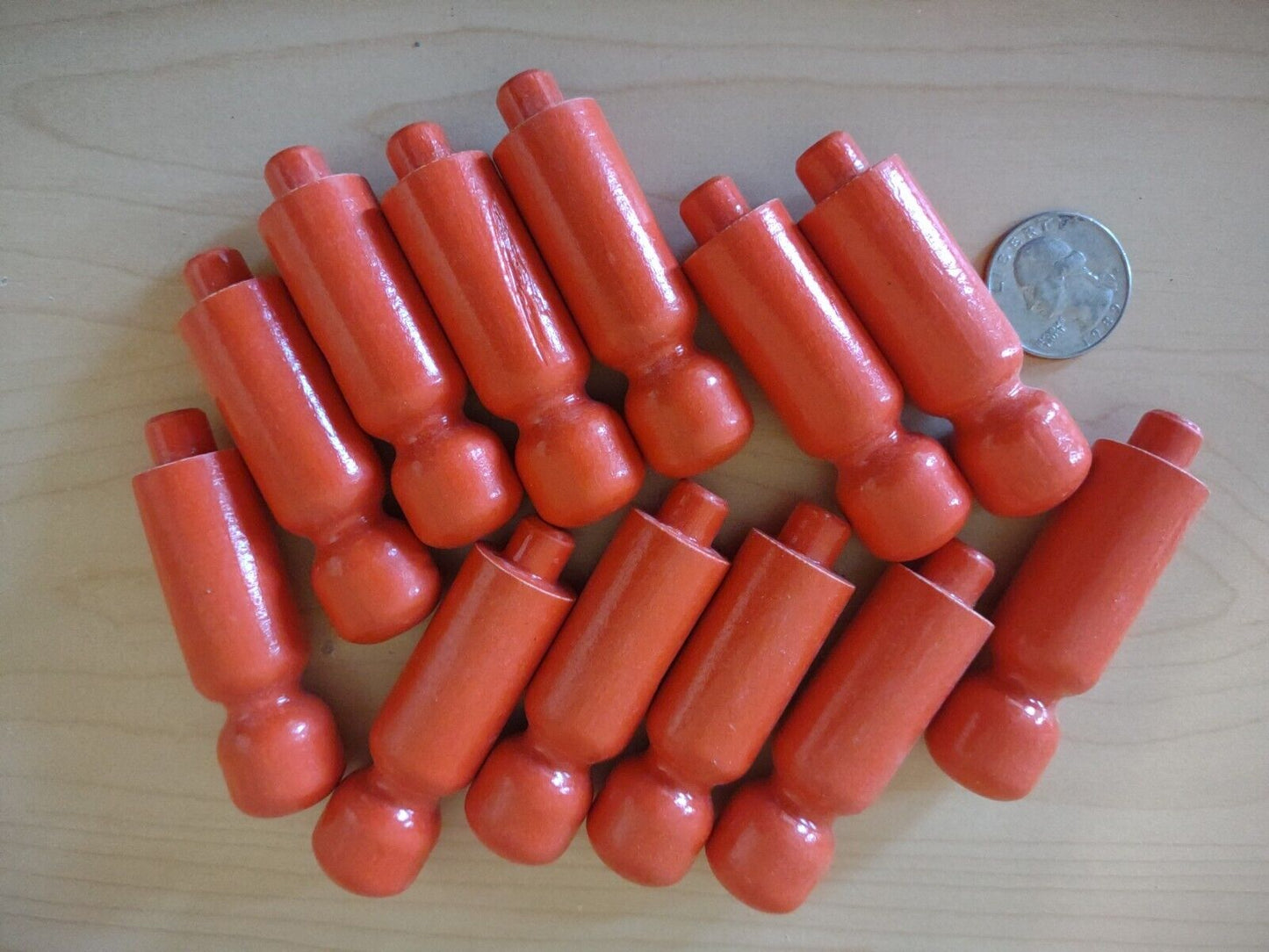 2-1/4" ORANGE Wooden Toy Doll People or Coat Peg 12pc Packs Lot #TP05