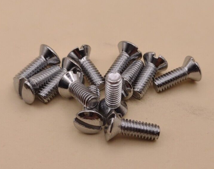 8-32 x 1/2" Oval Head Slotted Chrome Brass Machine Screws (12 pack) NOS CBMS13
