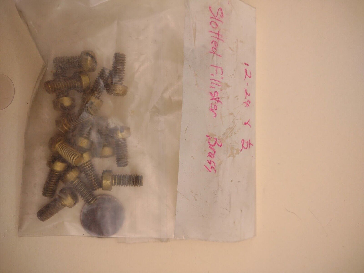 #12-24 x 1/2" NOS Fillister Head Slotted Brass Machine Screws Pack of (15) FIL07