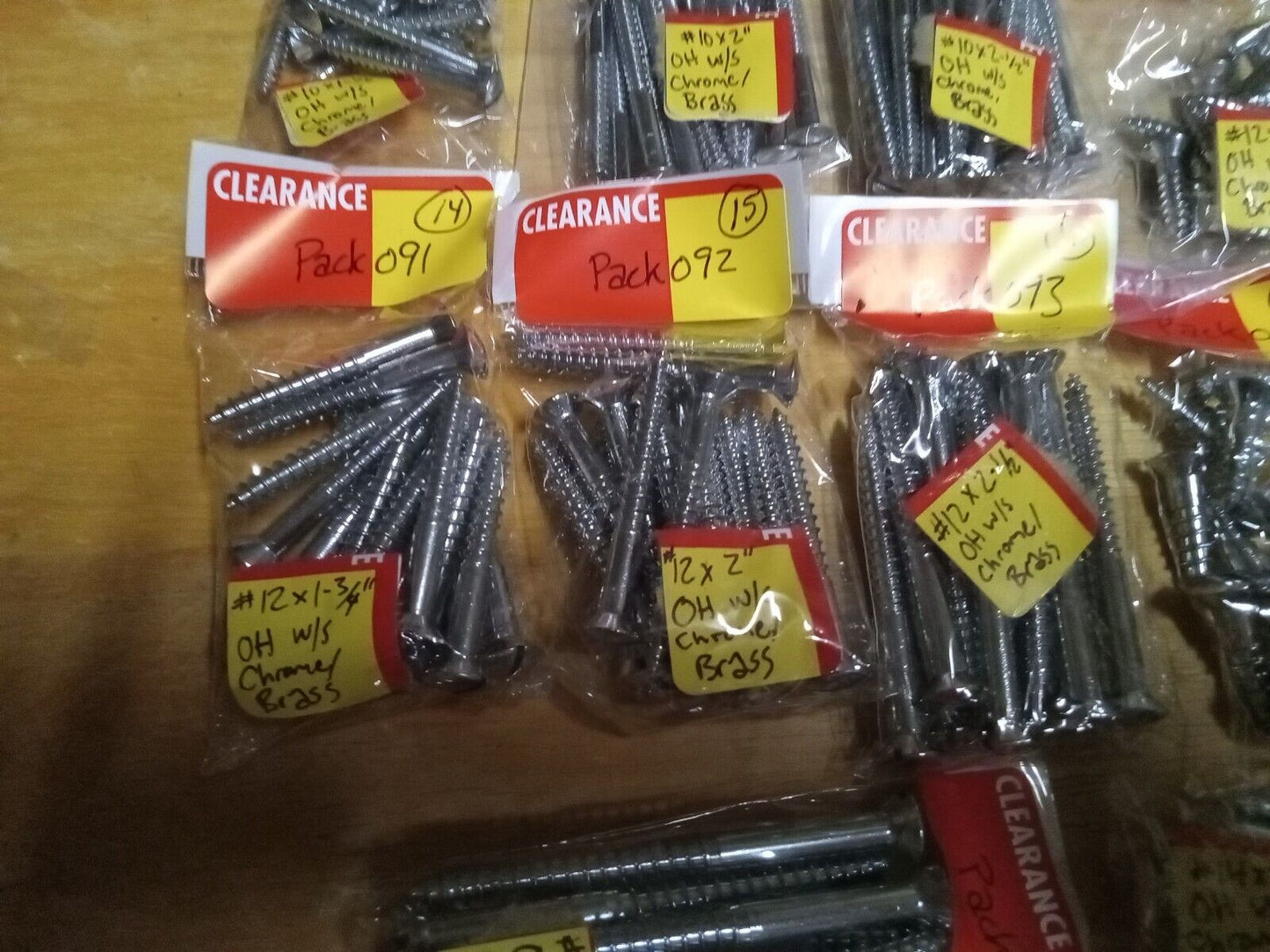 Oval Head Chrome Brass Wood Screw Assort / Mix Lot #10-#4 Size Pack086097