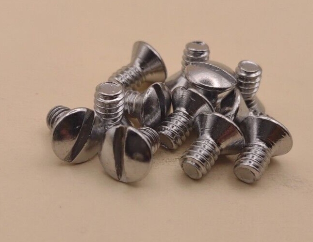 10-24 x 3/8" Oval Head Slotted Chrome Brass Machine Screws (12 pack) NOS CBMS27