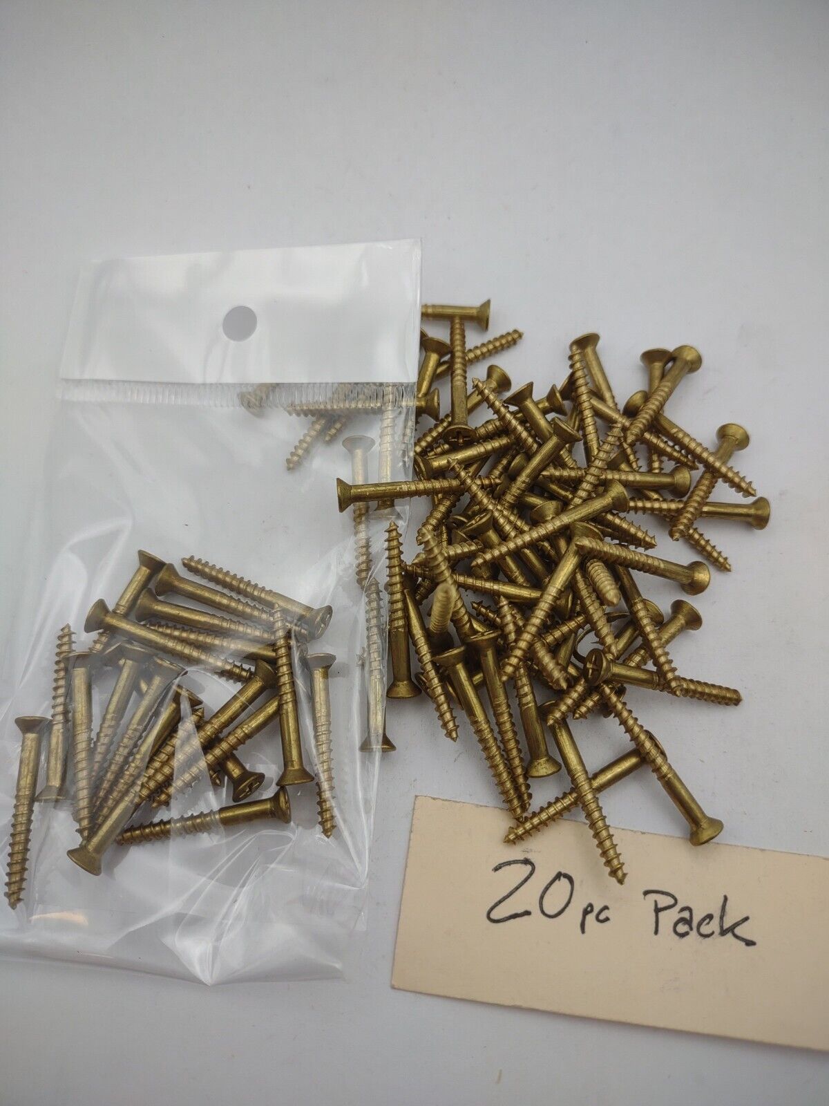#4 x 1" Solid Brass Phillips FH Wood Screws (20) Pack- NOS - A023p