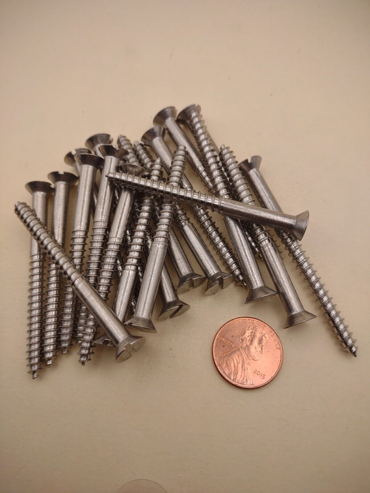 #10 x 2-1/4" 18-8 Stainless Flat Head Slotted Marine Wood Screws (20 pack SSWS21