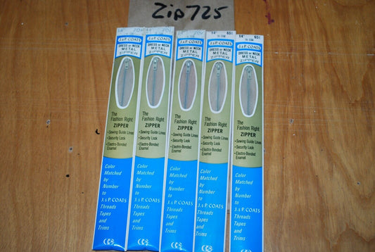 N.O.S. J&P Coats 14" Metal Zipper 16 Ecru - (Lot of 5 packs) - zip725