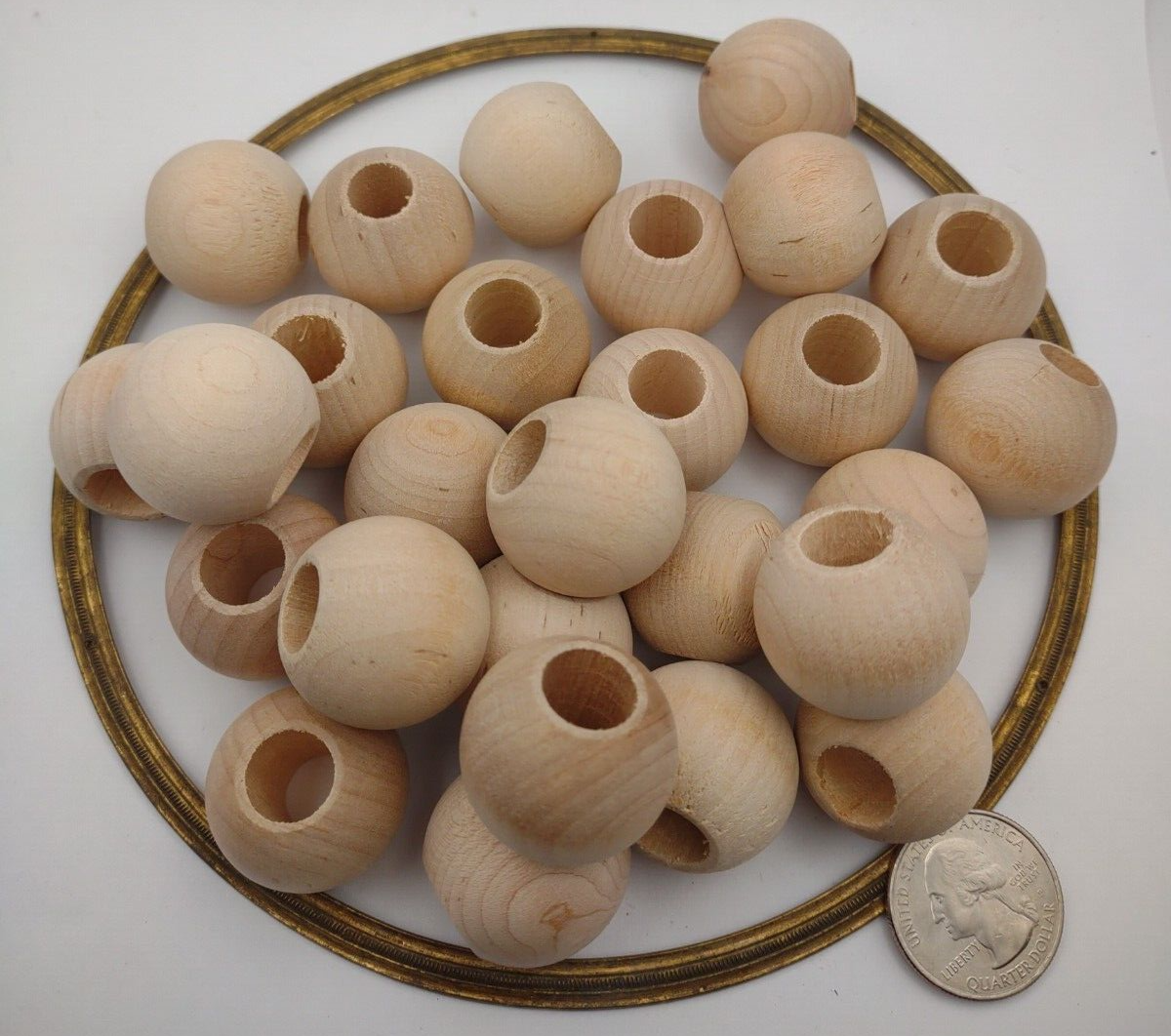 1" Dia 3/8" hole Unfinished Wood Round Ball Beads 25pc Packs Lot #WB06