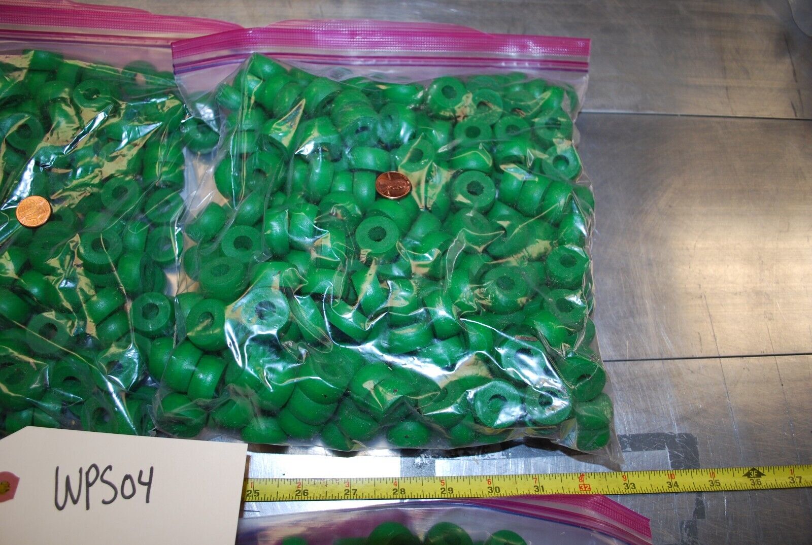 Painted Green Round Disc Slide Bead - Wooden Craft Parts - Actual Lot – WPS04