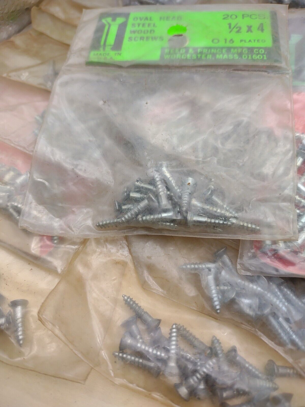 #4 x 1/2" Slotted Oval Head Reed & Prince Wood Screws (460pcs) NOS Lot RP115