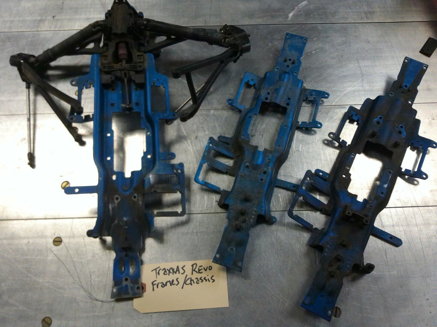 Lot of used Traxxas Revo Frame / Chassis Plates and Parts, Dirty but reusable