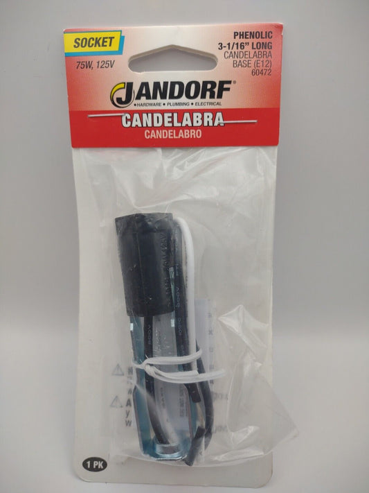 NEW Jandorf 60472 125V 75W E12 Candelabra Base Lamp Socket 2-15/16" Hickey E39