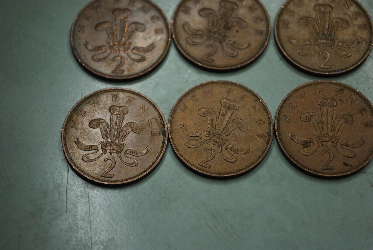 Lot of (13) 1971 British UK 2p New Pence Coins + (1) 1975