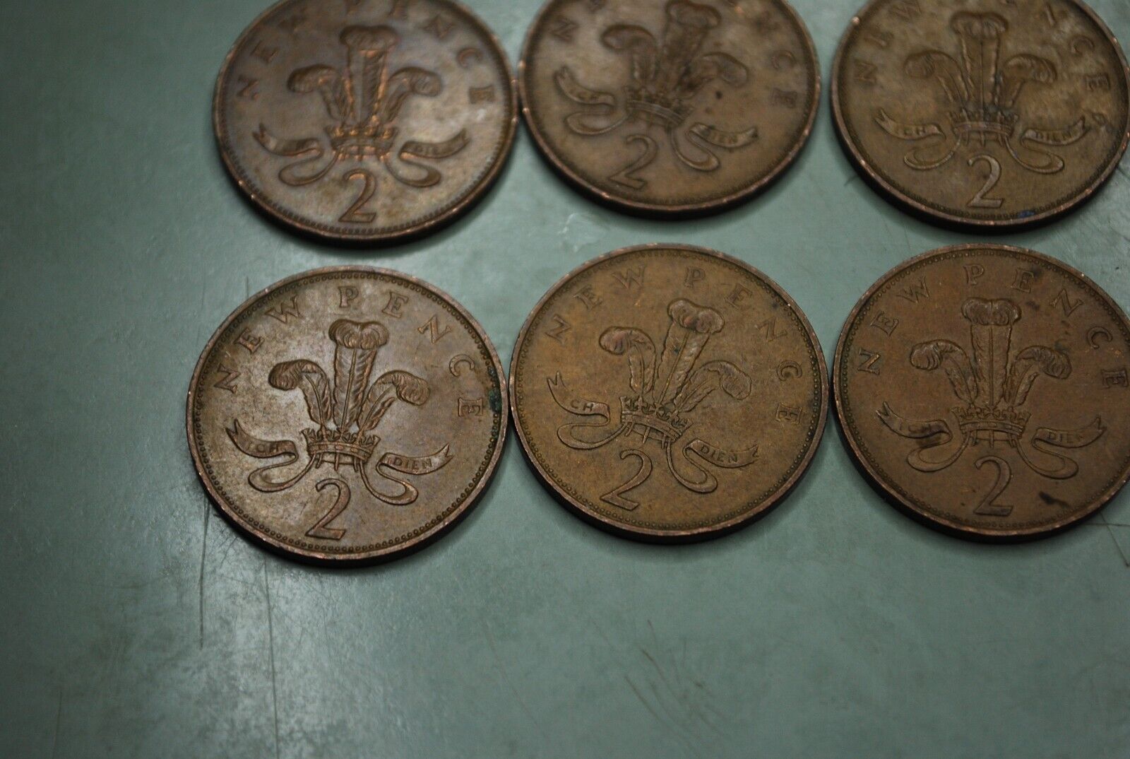 Lot of (13) 1971 British UK 2p New Pence Coins + (1) 1975