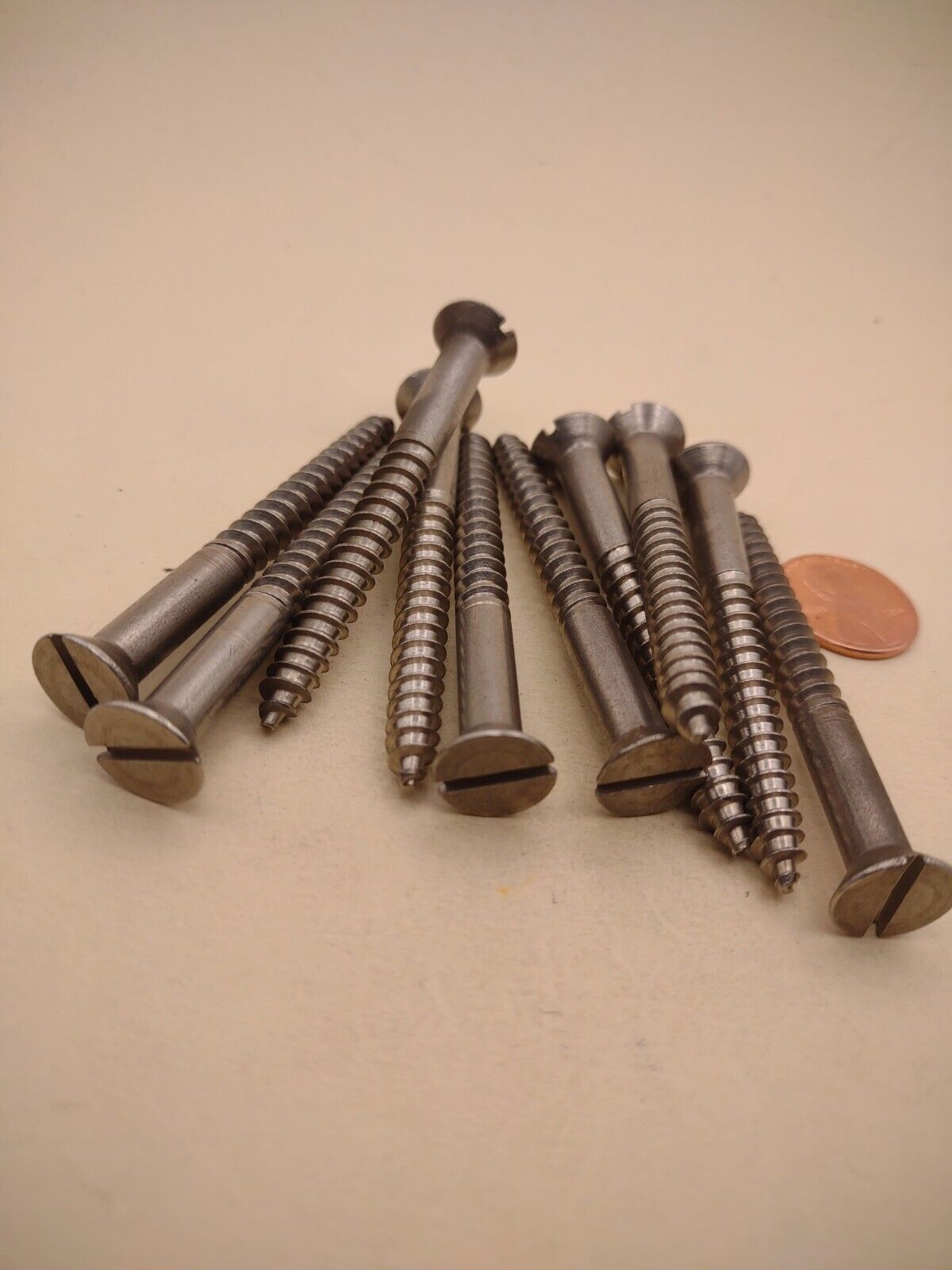 #14 x 2-1/4" 18-8 Stainless Flat Head Slotted Marine Wood Screws (10 pack SSWS27