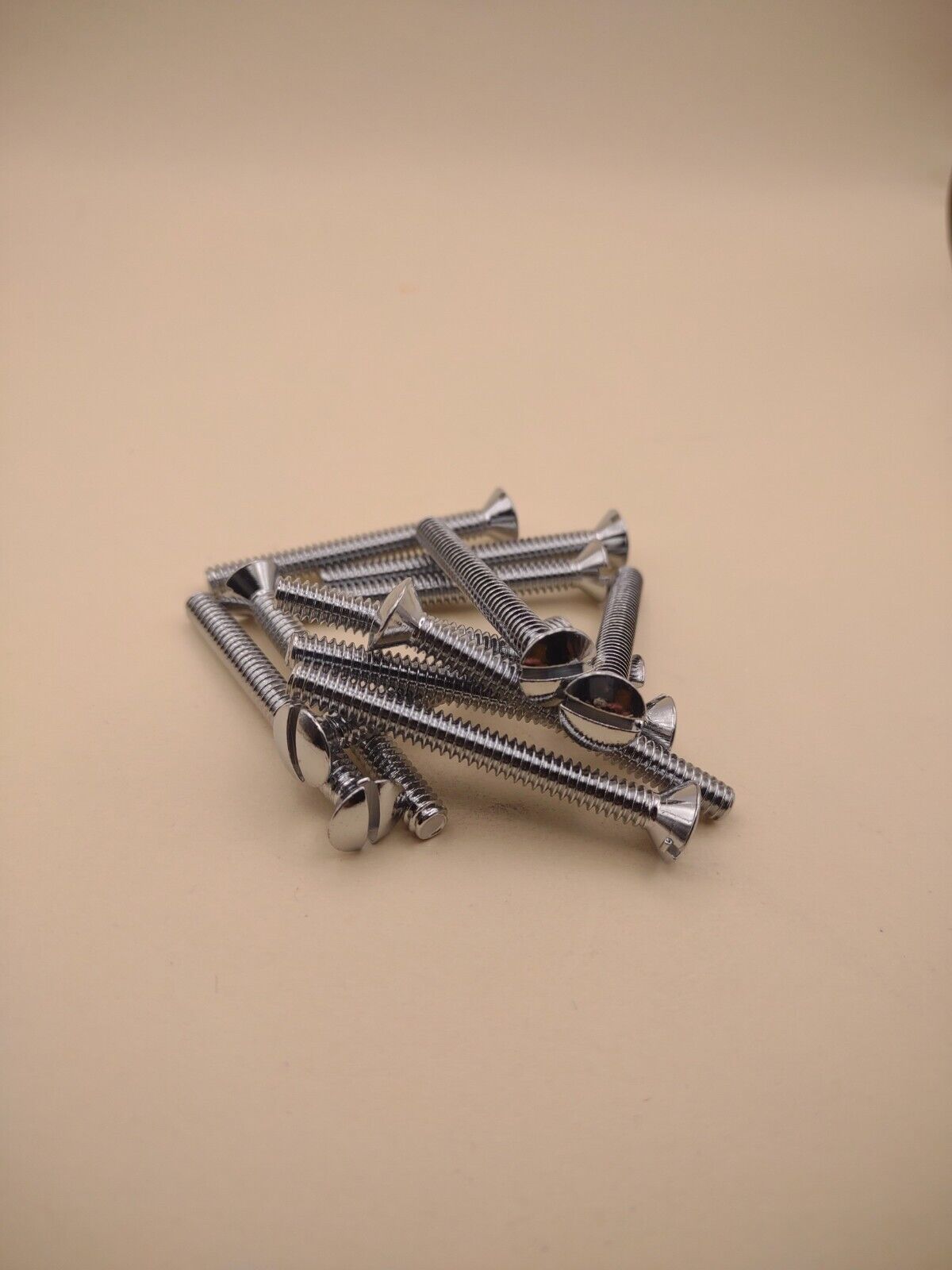 10-24 x 1-3/4" Oval Head Slotted Chrome Brass Machine Screws (12 pack NOS CBMS34