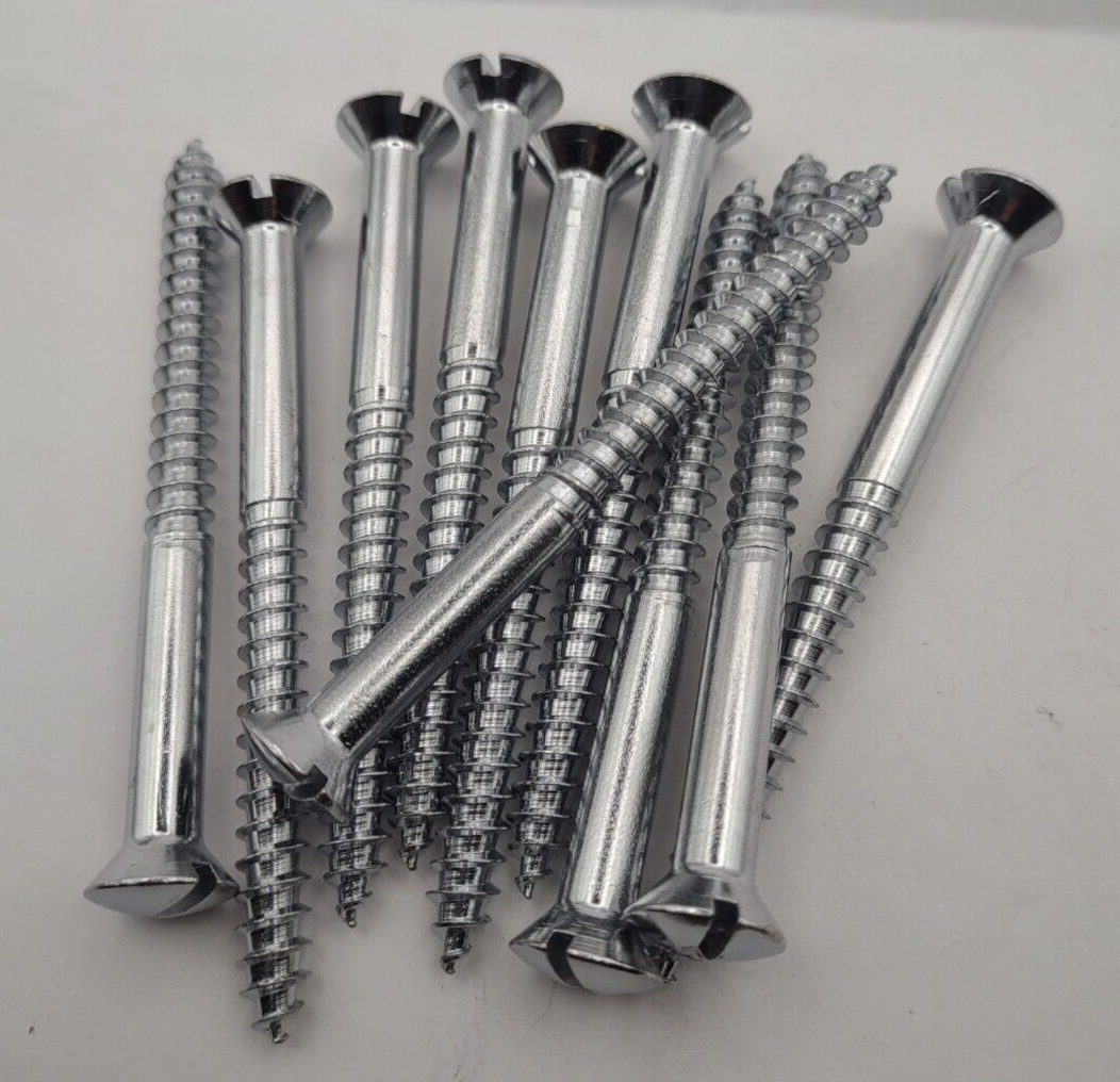 #14 x 3" Chrome Brass Oval Head Slotted Marine Wood Screws (10) pack CBWS53