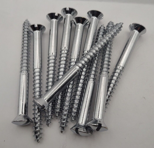 #14 x 3" Chrome Brass Oval Head Slotted Marine Wood Screws (10) pack CBWS53