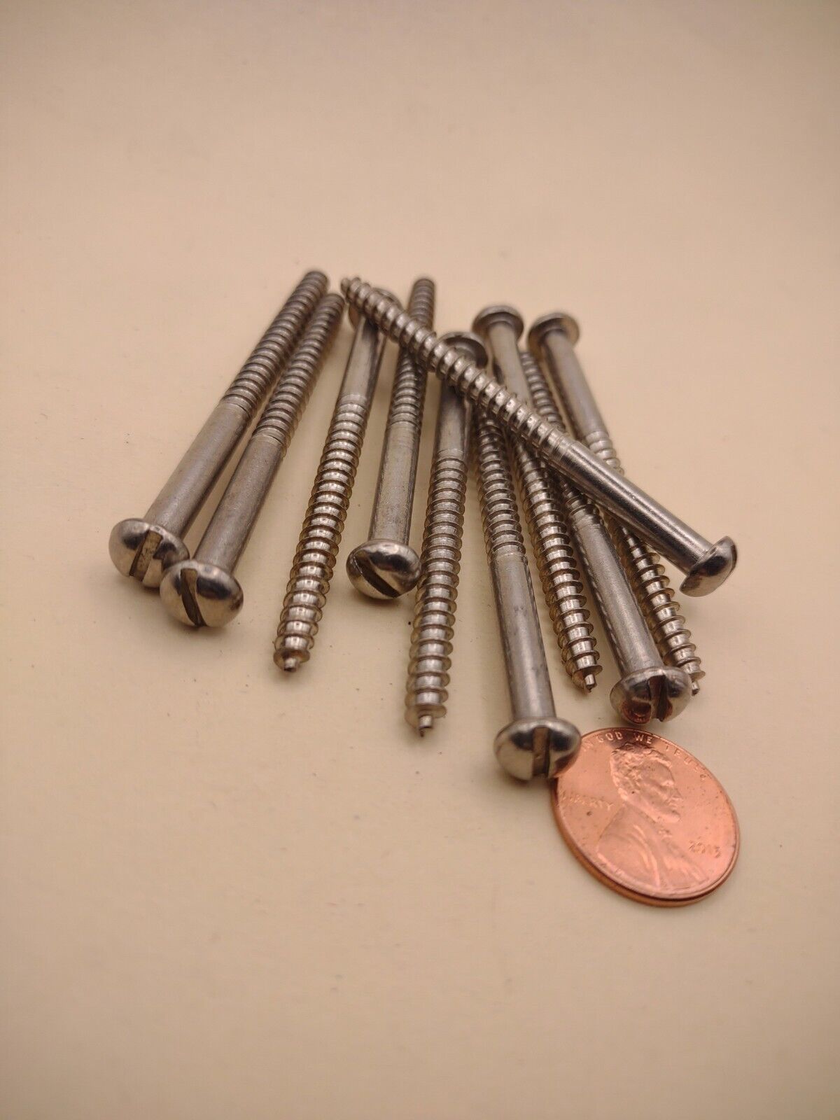 #10x 2-1/2" 18-8 Stainless Round Head Slotted Marine Wood Screws (10 pack SSWS58