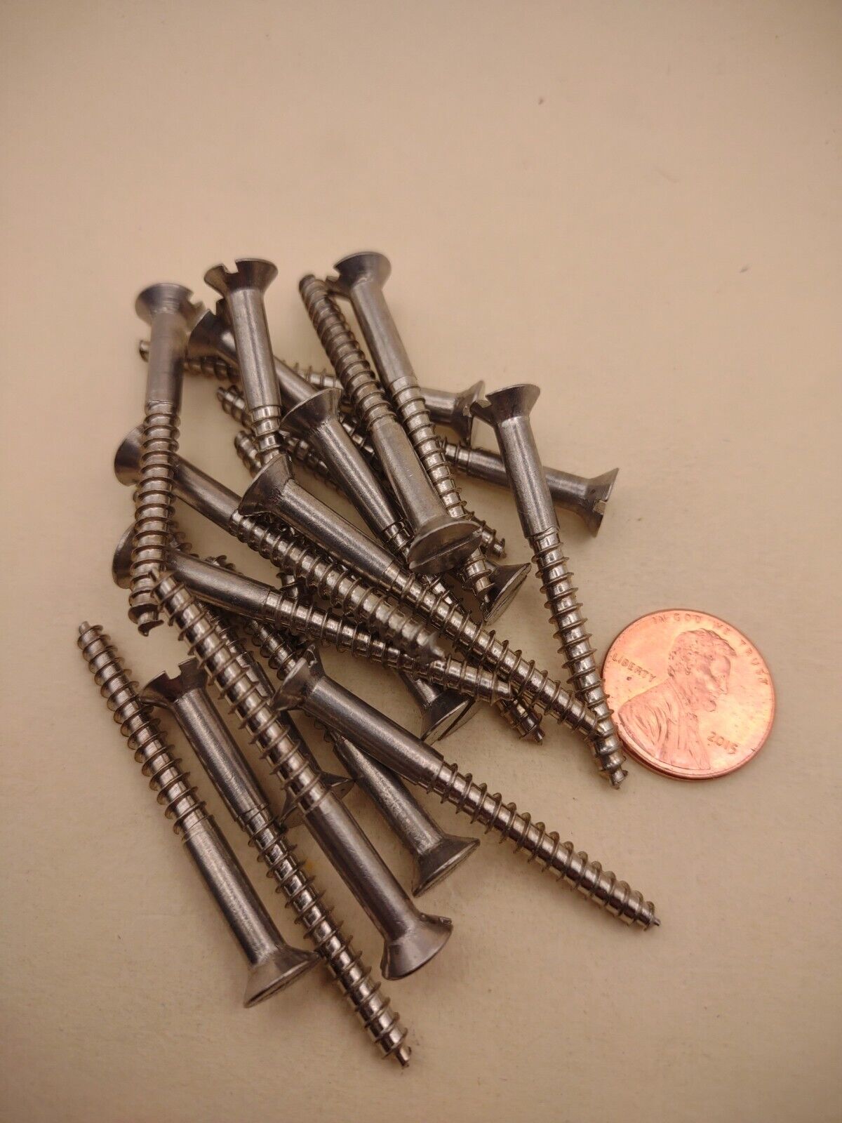 #8 x 1-3/4" 18-8 Stainless Flat Head Slotted Marine Wood Screws (20) pack SSWS12