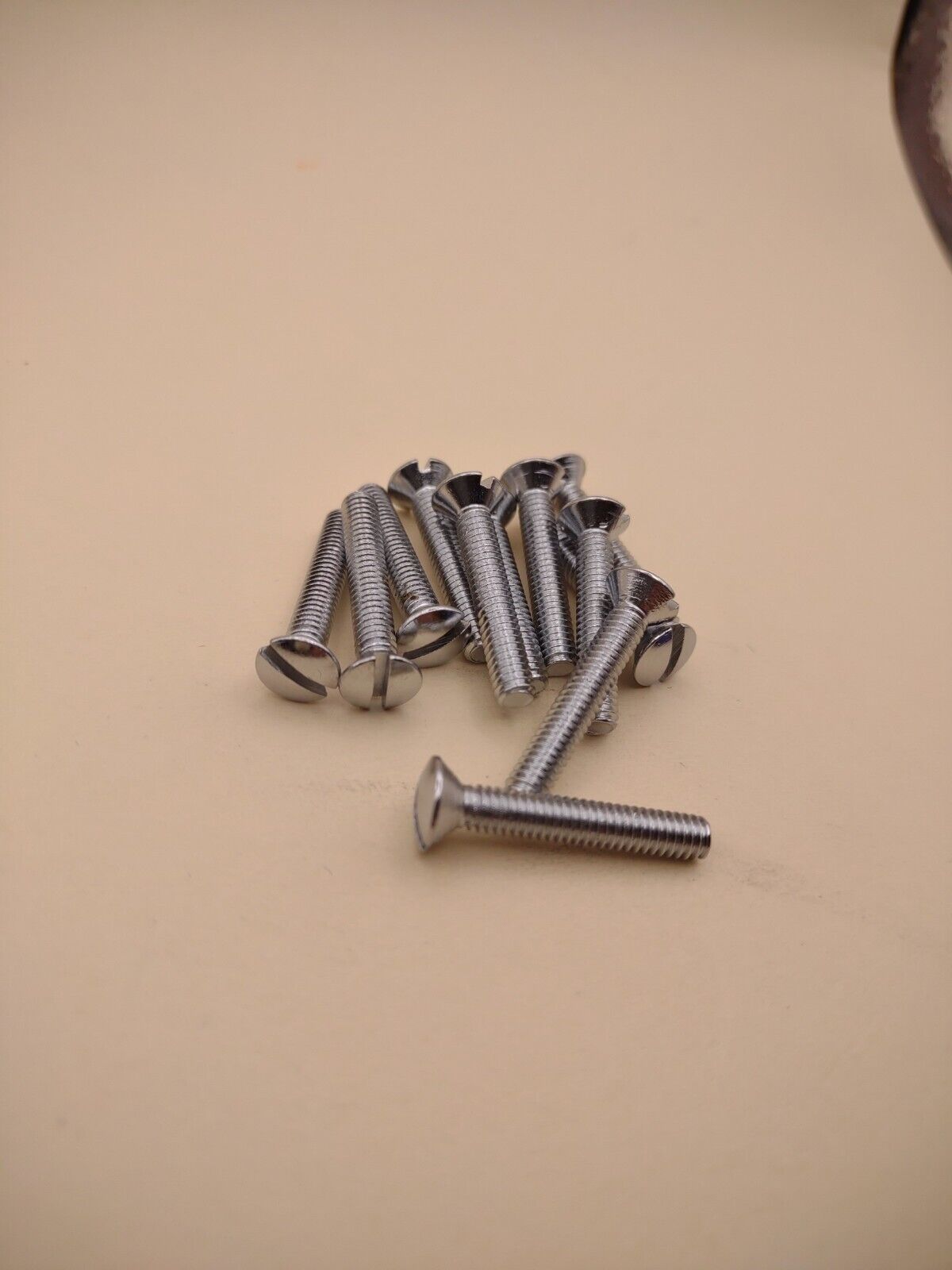 8-32 x 1" Oval Head Slotted Chrome Brass Machine Screws (12 pack) NOS CBMS17
