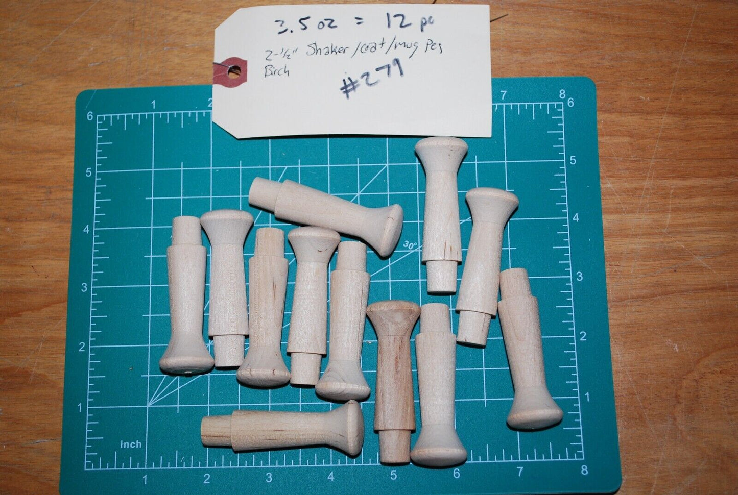 2-1/2" Unfinished Hardwood Shaker Peg - Coat hanger rack 12pc Packs Lot #SP10