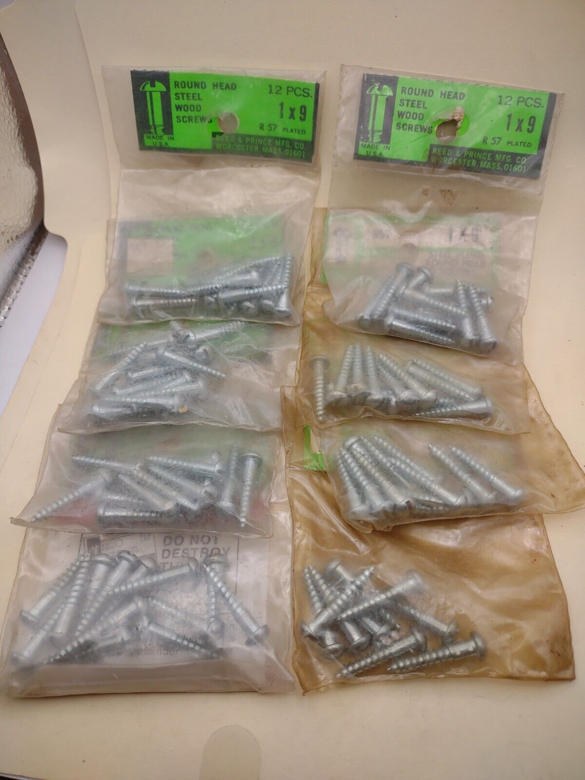 #9 x 1" Slotted Round Head Reed & Prince Wood Screws (72pcs) NOS Lot RP099