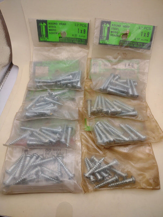 #9 x 1" Slotted Round Head Reed & Prince Wood Screws (72pcs) NOS Lot RP099