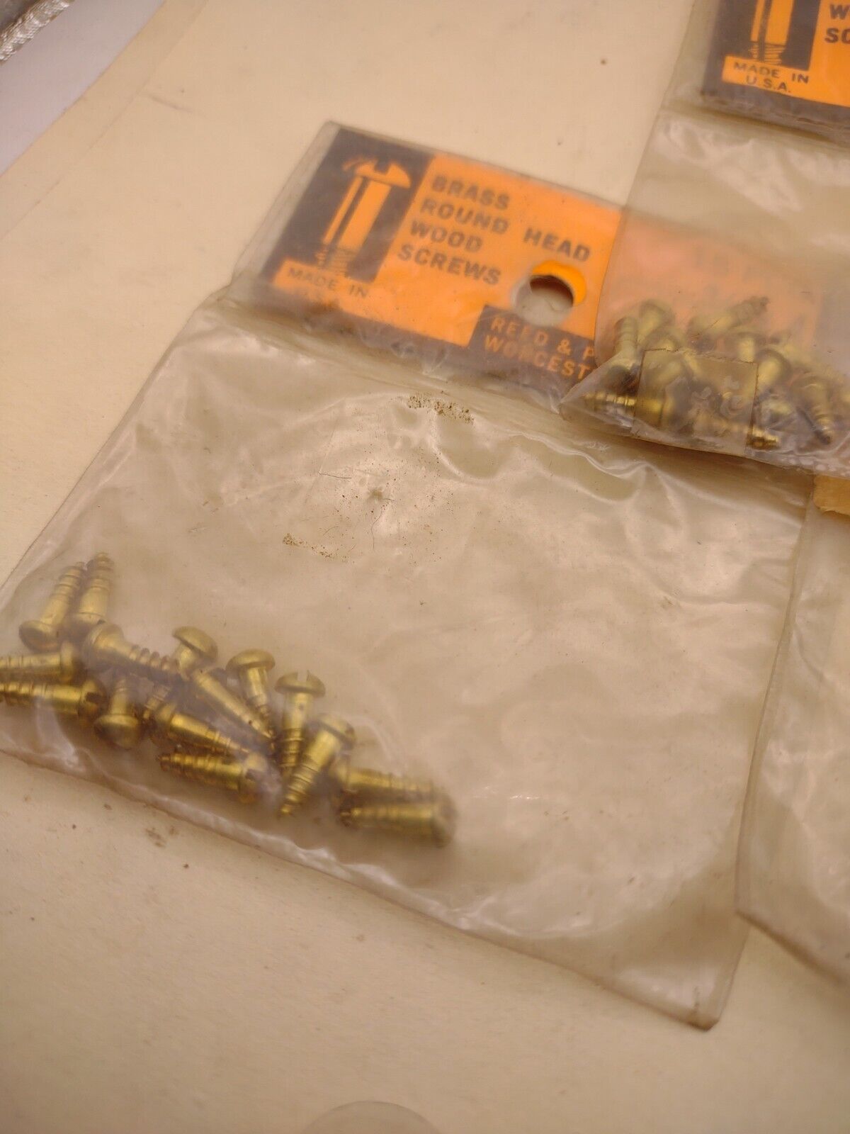 #4 x 3/8" Slotted Round Head Reed & Prince BRASS Wood Screws (44pcs) Lot RP109