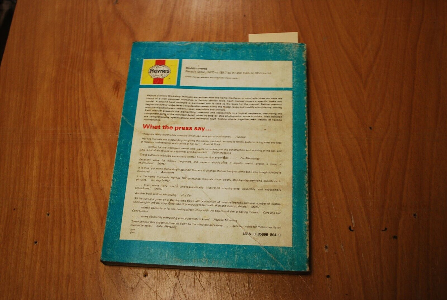 Haynes Repair Manual Guide Renault 16 1965-1972 - B039