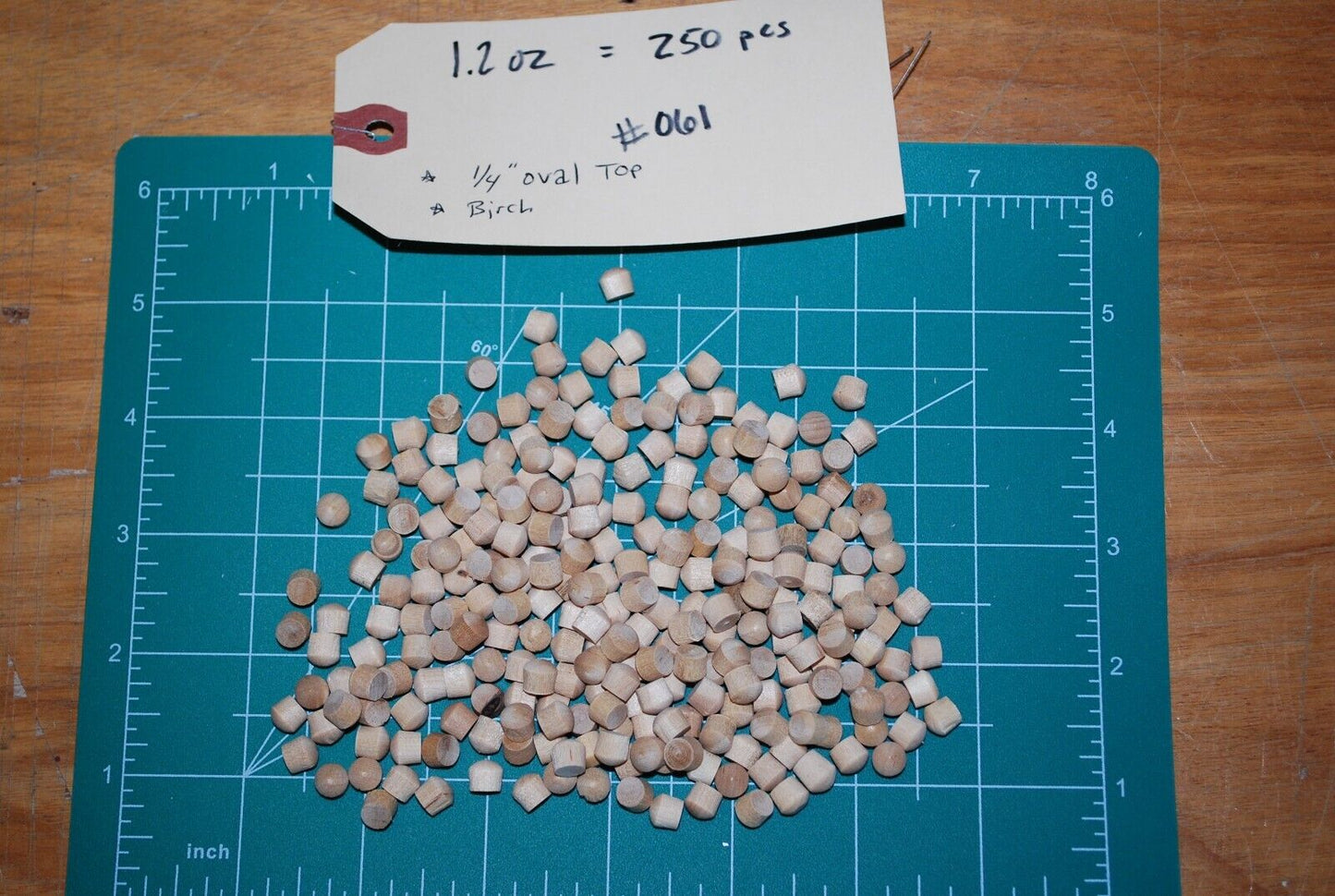 1/4" Oval Top Birch Wood Plugs 250pc Packs - PL18