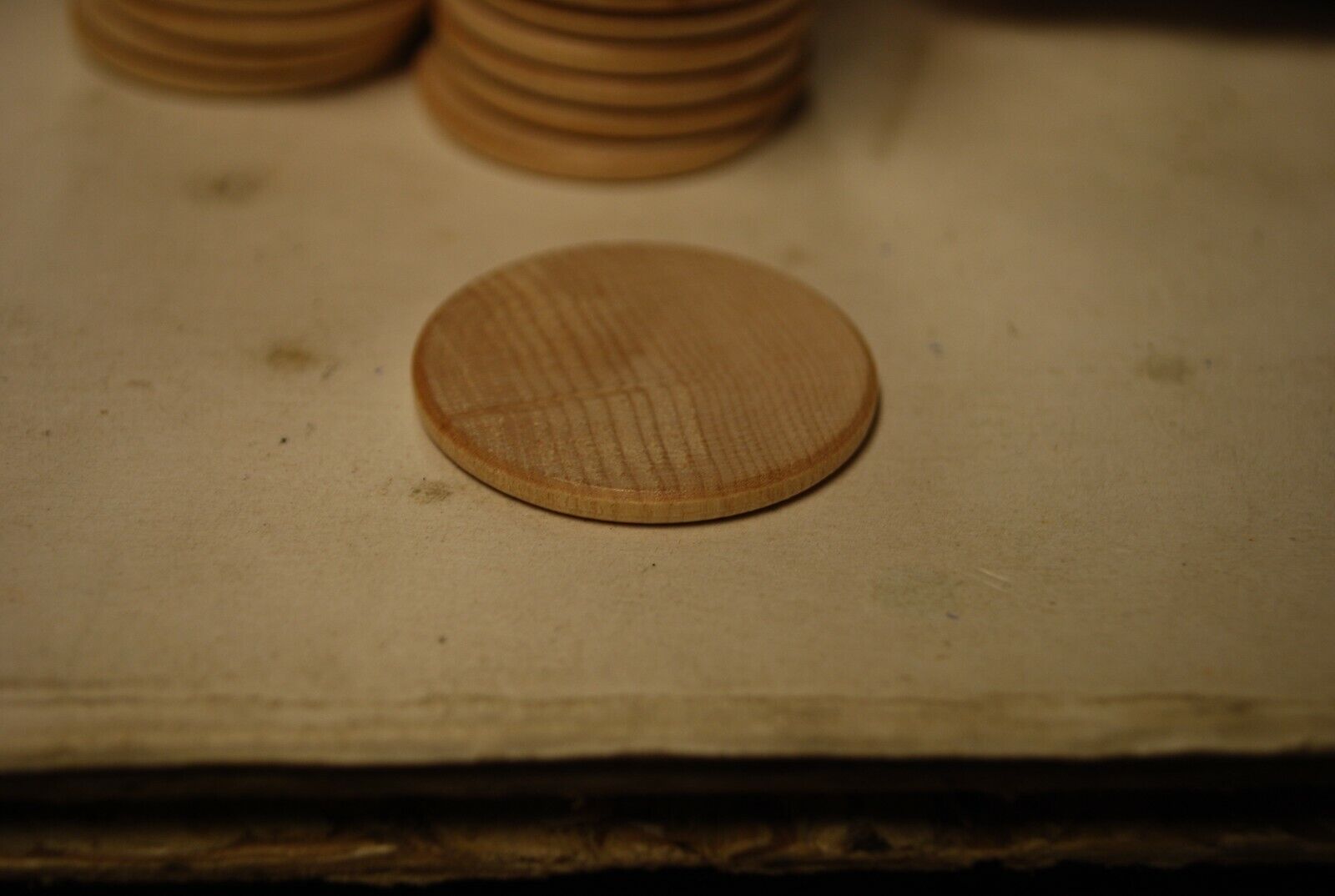 1.5" Unfinshed Wooden Disc / Coin / Medallion / Token / Poker Chip Lot of (220)