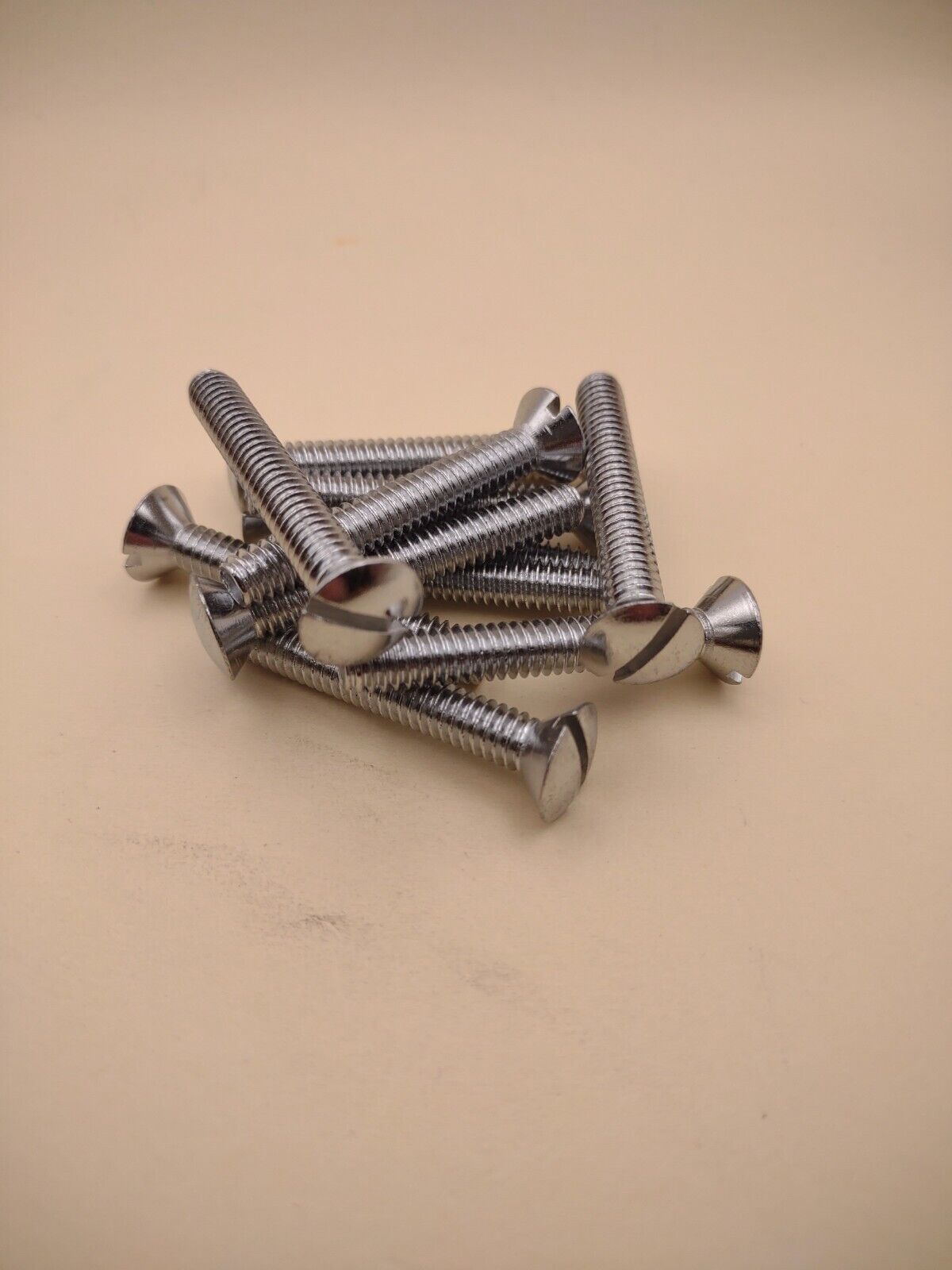 1/4"-20x 1-3/4" Oval Head Slotted Chrome Brass Machine Screws 12 pack NOS CBMS52