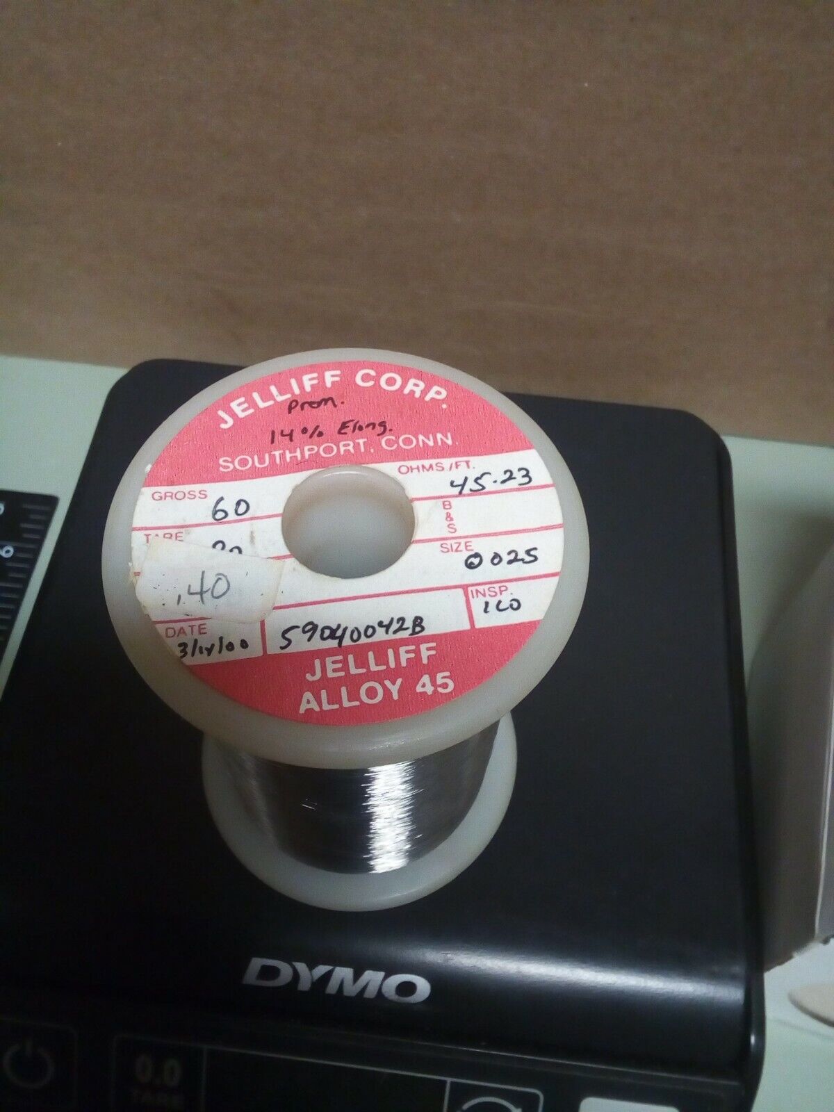 Jelliff Alloy45 .0025" Resistance Wire .40lb - crafts hobby lot102-193