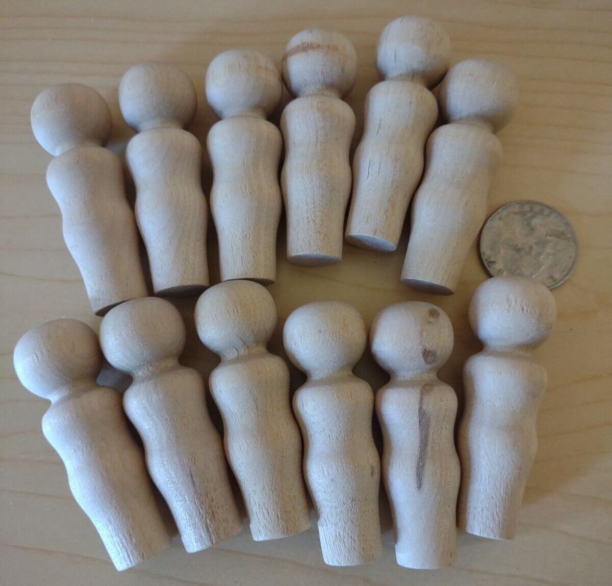 2-1/4" Unfinished Wooden Toy Doll People 12pc Packs Lot #TP02