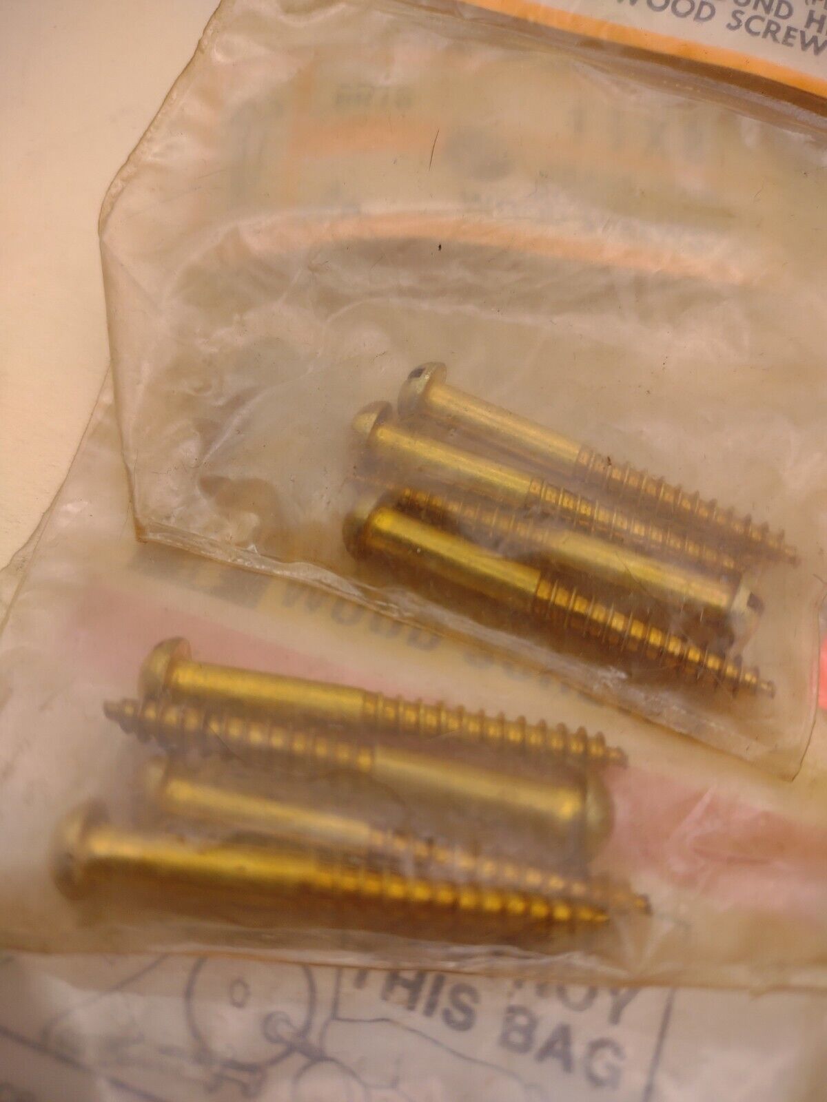 #8 x 1-1/2" Slotted Round Head Reed & Prince BRASS Wood Screws (12pcs) Lot RP114