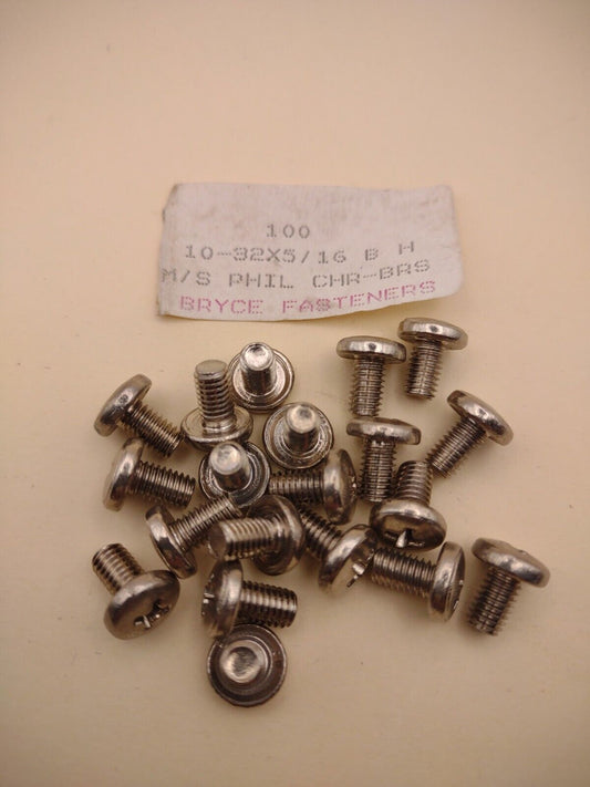 10-32 x 5/16" Binding Head Phillips Chrome Brass Machine Screws (20 pack) CBMS09