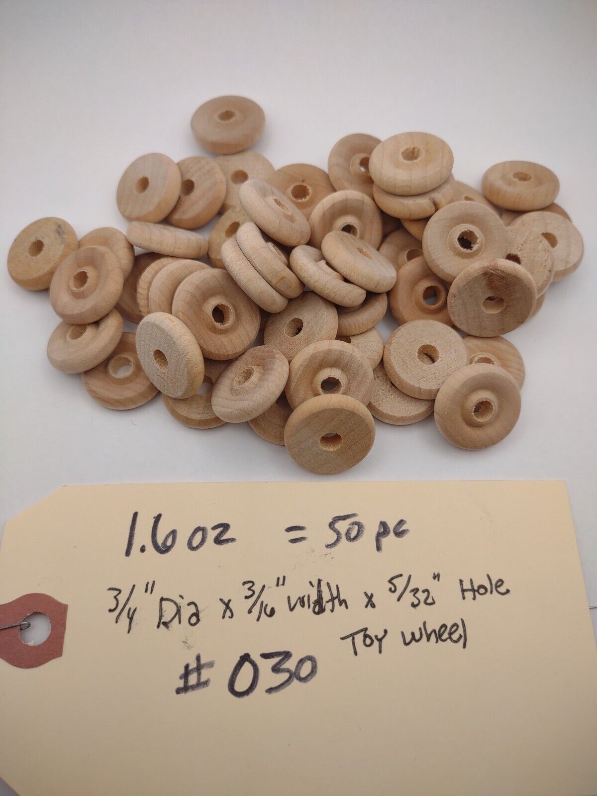 3/4" x 3/16" x 5/32" hole Unfinished Wooden Toy Wheel 50pc Packs Lot #TW14