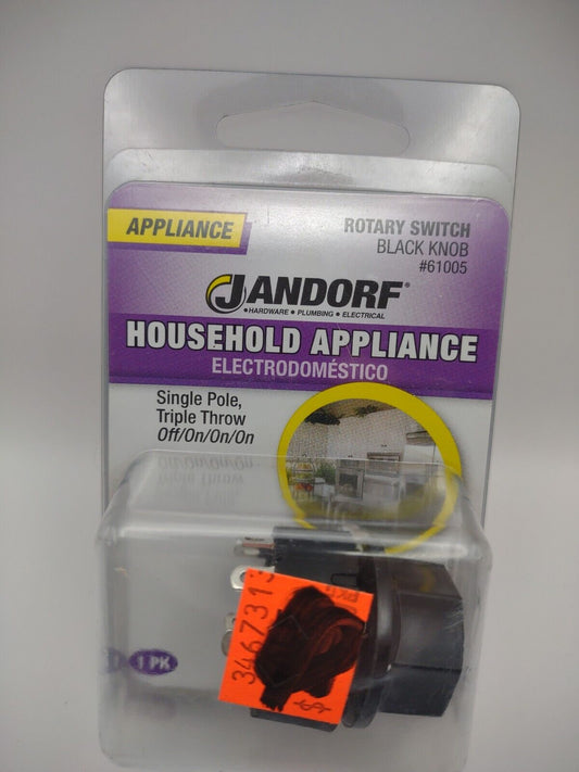 Jandorf Household Appliance Rotary SWITCH KNOB 1pk Black Single Pole 61005 E07
