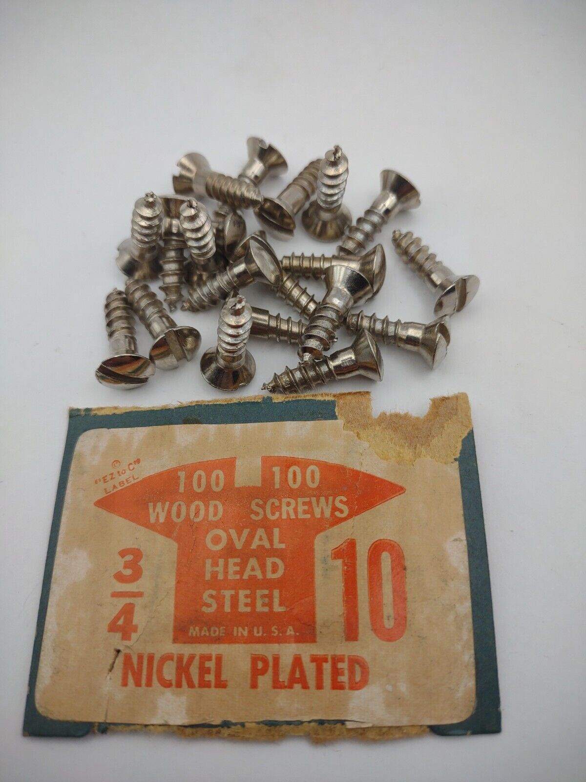 #10 x 3/4" Nickel Plated Oval Head Slotted Steel Wood Screws (20) Packs #csp18
