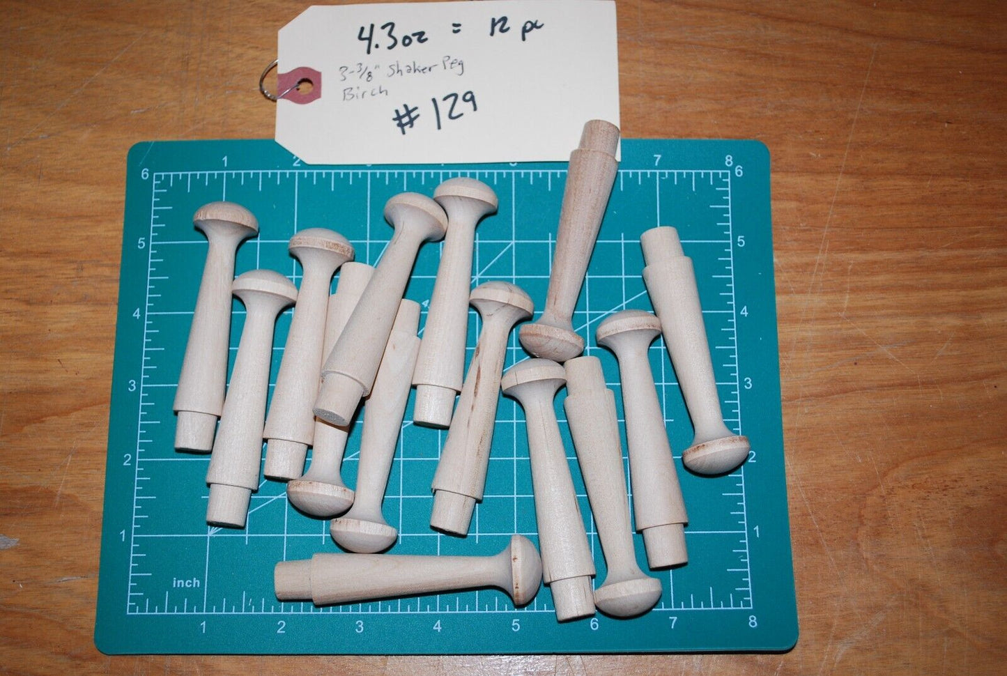 3-3/8" Unfinished Hardwood Shaker Peg - 12pc packs Lot #SP07