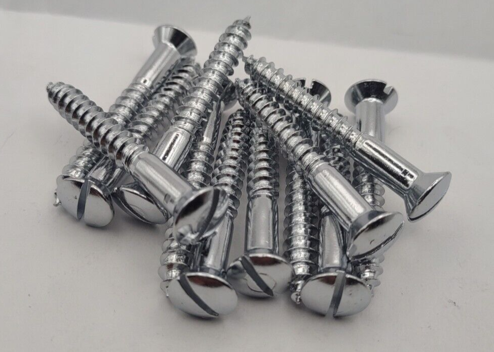 #14 x 2" Chrome Brass Oval Head Slotted Marine Wood Screws (12) pack CBWS52